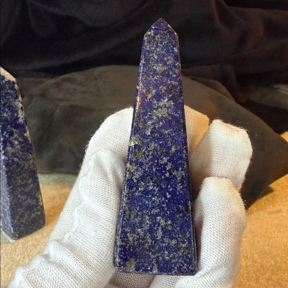 Bundle of 2 Earth Mined Polished Lapis Lazuli Points 3”-3.75” - Picture 7 of 11